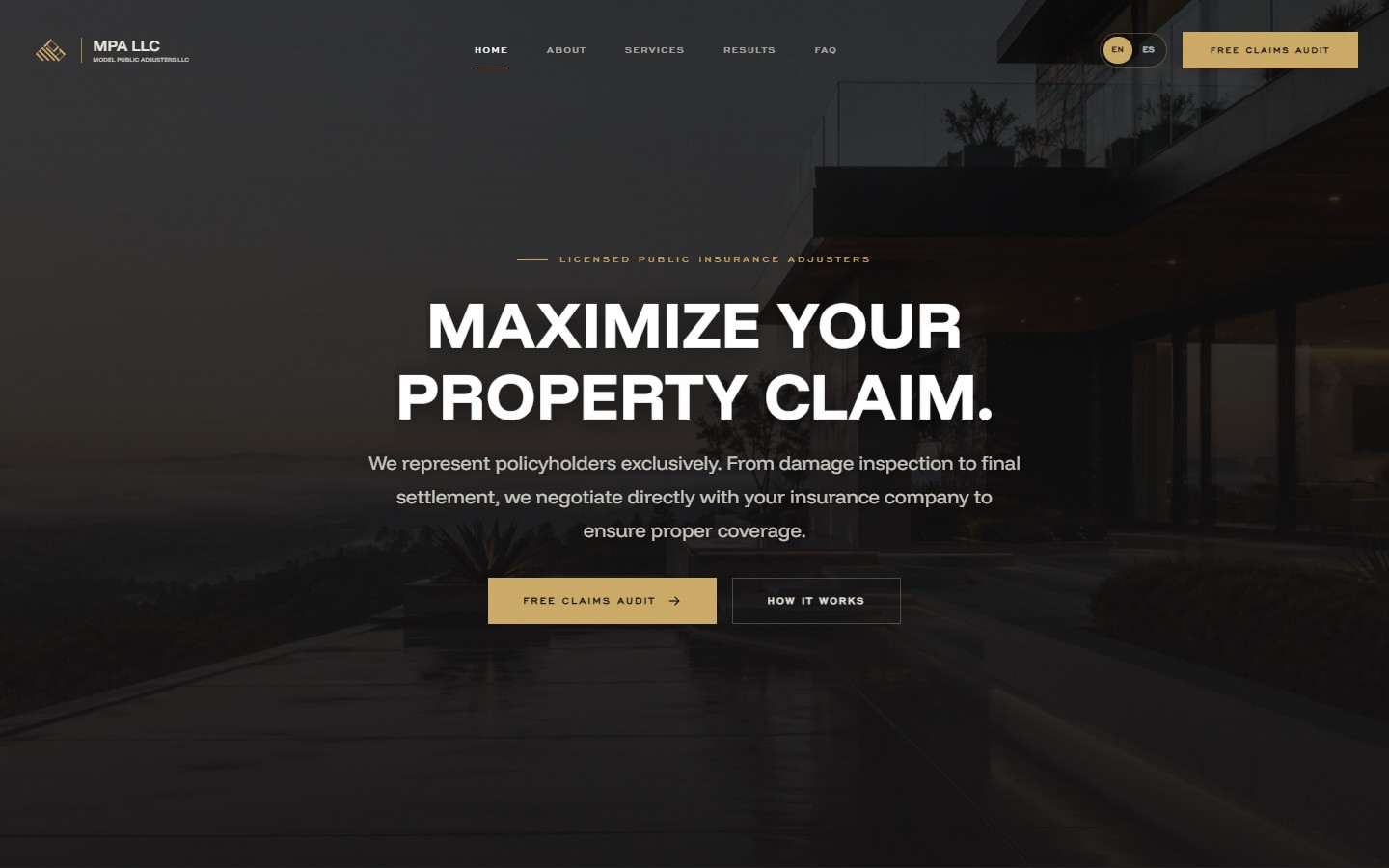 Model Public Adjusters website homepage